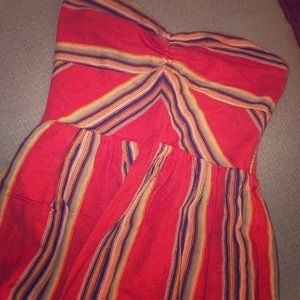 Roxy Halter skater dress Orange w/stripes XS